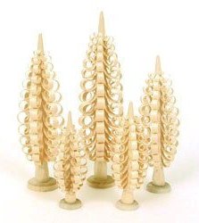 Wooden Shaved Trees<br> Spanbaum - Set of 5